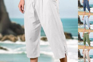 Mens Casual Straight-leg Pants With A Drawstring Waist